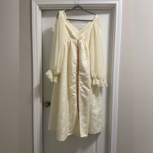 Renaissance Victorian inspired handmade Cream Long-Sleeve Dress
